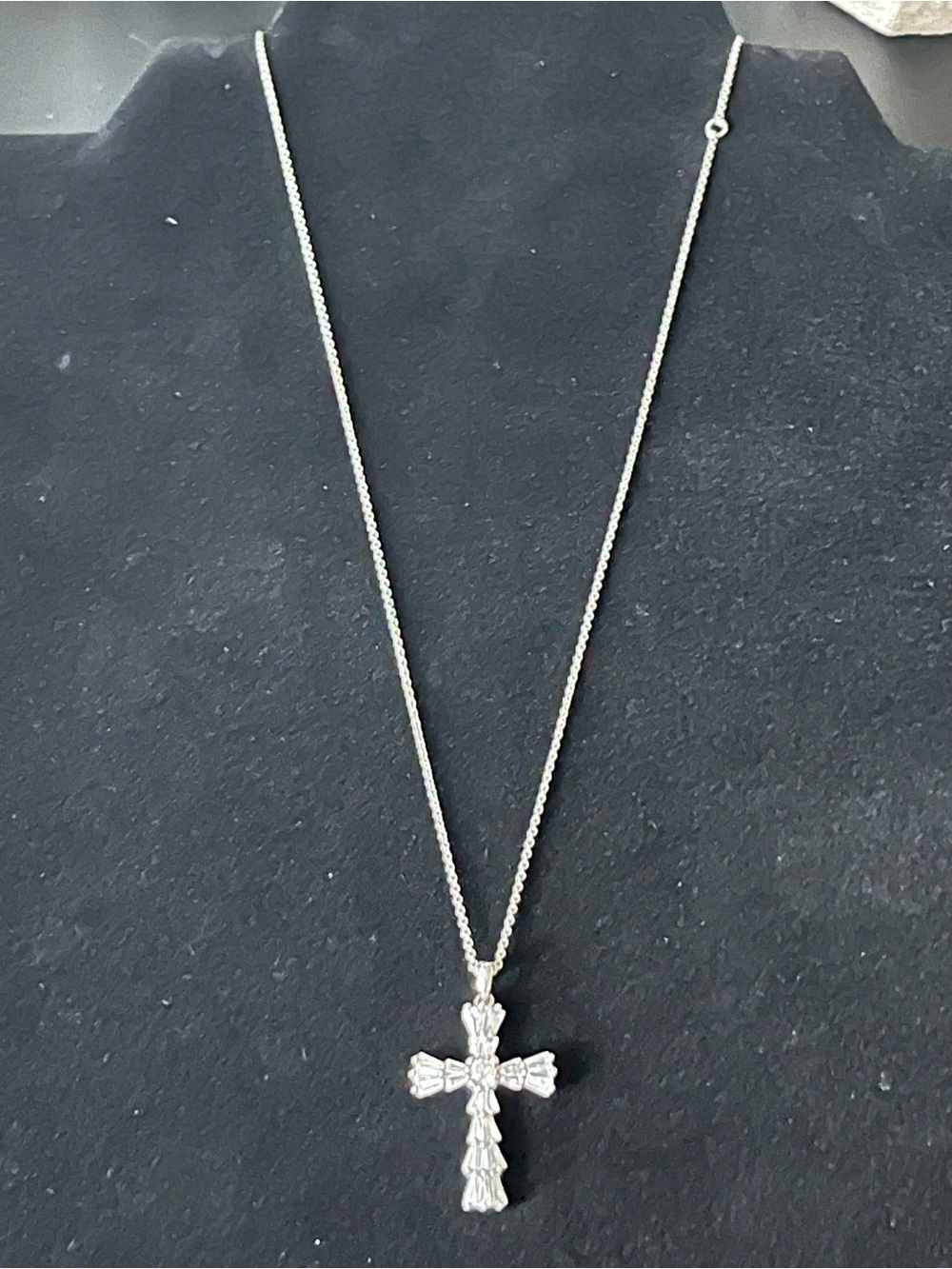 Diamonique Silver Cross Pendant Necklace